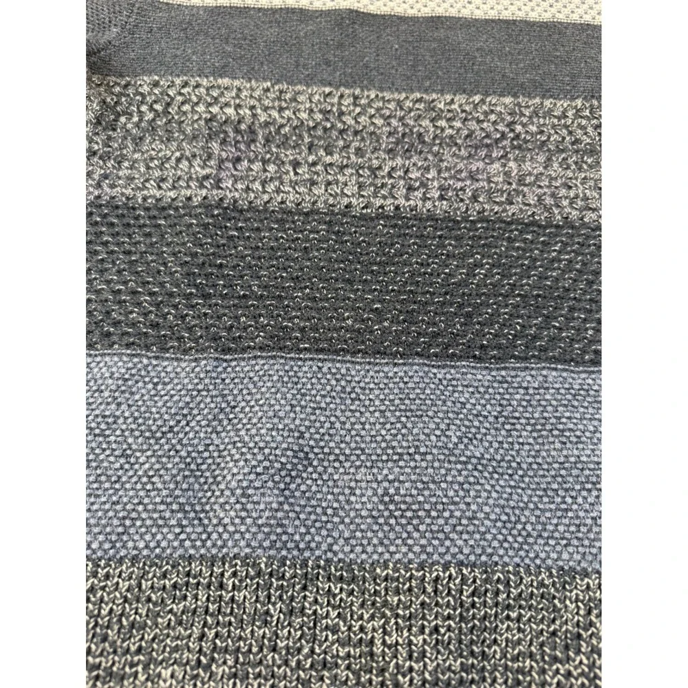 L.L.Bean Cotton Sweater Mens Medium Blue Textured Striped Crewneck